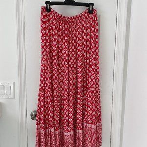 WOMEN’S FULL LENGTH RED PATTERN SKIRT